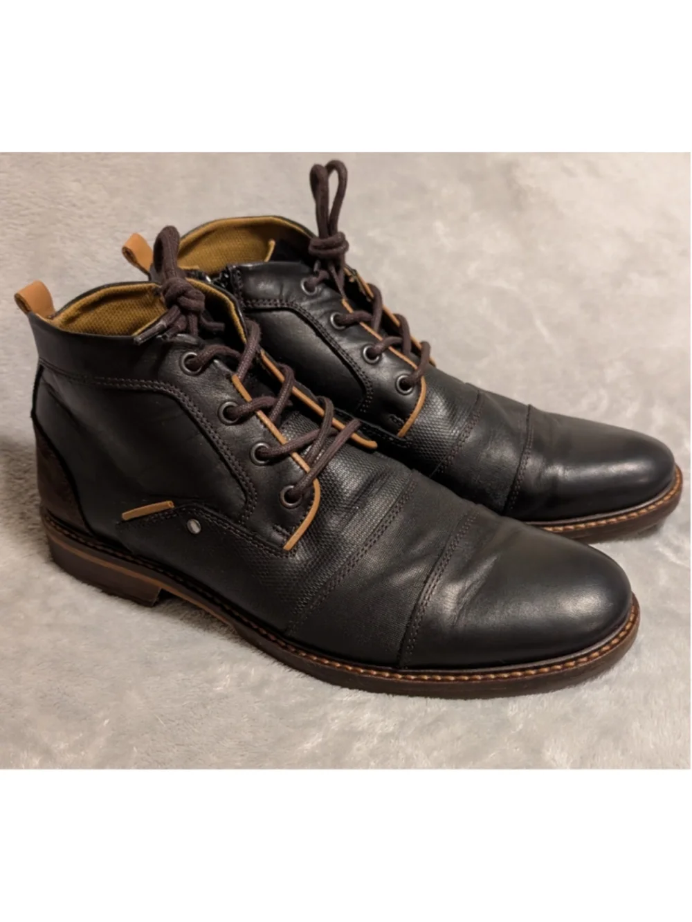 Aldo Leather Chukka Boots Black and Brown Zip Lace-Up US Men's Size 9.5 B288